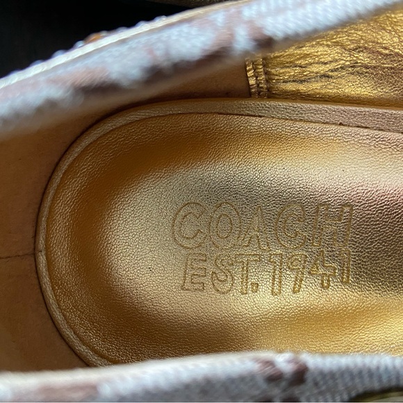 COACH SHINE BEIGE BROWN & GOLD SEQUIN BALLET NEAR-VINTAGE FLATS SIZE 9B - Picture 7 of 8
